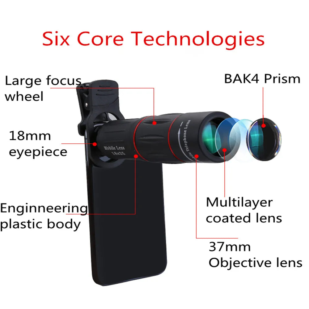 18X25 Monocular Zoom Telephoto Mobile Phone Lens With Tripod
